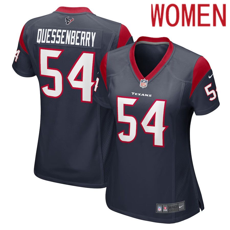 Women Houston Texans #54 Scott Quessenberry Nike Navy Game Player NFL Jersey